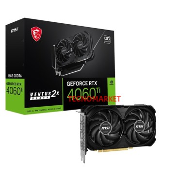 MSI 16GB RTX4060TI VENTUS 2X BLACK 16G OC GDDR6 128bit HDMI DP PCIe 4.0
