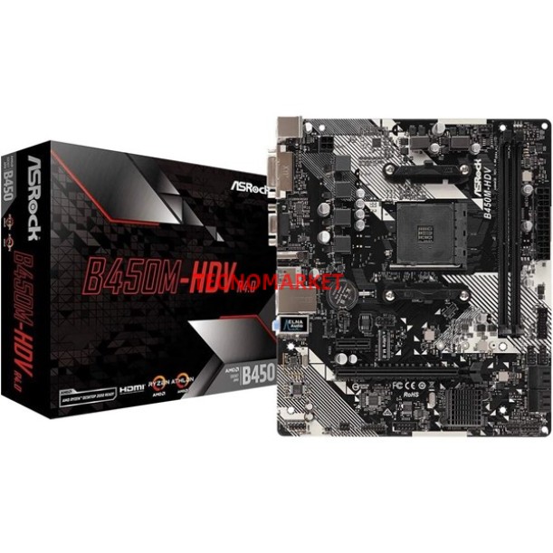 ASROCK B450M-HDV R4.0 DDR4 HDMI DVI PCIe 16X v4.0 AM4 mATX ASROCK B450M-HDV R4.0 DDR4 HDMI DVI PCIe 16X v4.0 AM4 mATX