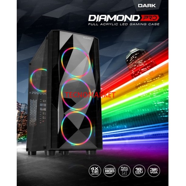 DARK DIAMOND PRO DKCHDIAMONDPRO580BR 500W 80 BRONZE Gaming Mid-Tower PC Kasası DARK DIAMOND PRO DKCHDIAMONDPRO580BR 500W 80 BRONZE Gaming Mid-Tower PC Kasası