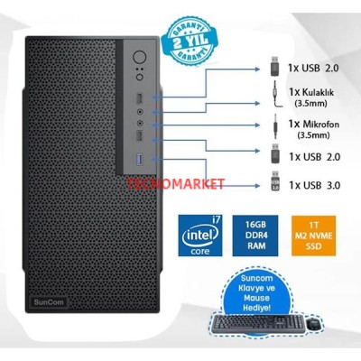 SUNCOM FORCE SC3-115 CORE i7 12700-16GB RAM-1TB NVME-FDOS