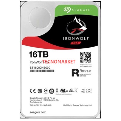 SEAGATE 3.5" 16TB IRONWOLF PRO ST16000NT001 7200 RPM 256MB SATA-3 NAS Diski