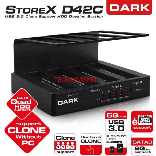 DARK 2.5,3.5" USB 3.0 DK-AC-DSD42C Sata Harddisk Dock Beyaz DARK 2.5,3.5" USB 3.0 DK-AC-DSD42C Sata Harddisk Dock Beyaz