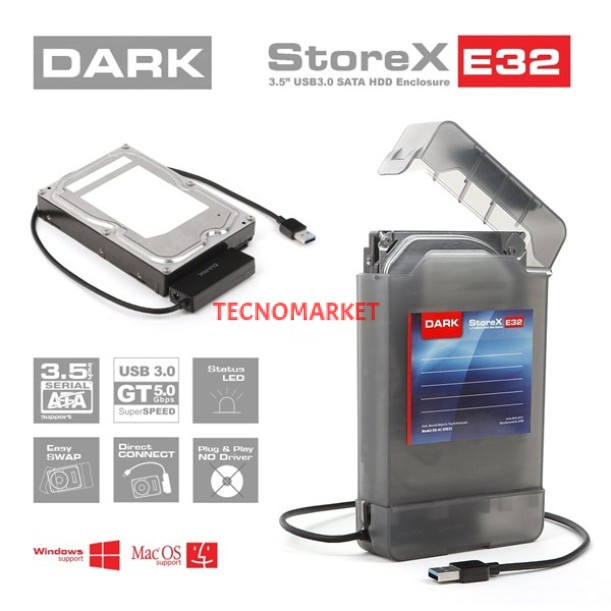 DARK 3.5" USB 3.0 DK-AC-DSE32 Harddisk Kutusu DARK 3.5" USB 3.0 DK-AC-DSE32 Harddisk Kutusu
