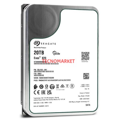SEAGATE 20TB EXOS X20 ST20000NM007D 256MB 7200RPM SATA-3 NAS VE GÜVENLİK DİSKİ