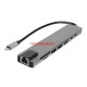HYTECH HY-USBC83 4K@30Hz Gri Metal 2xUSB3.0, 1xUSB2.0, Gigabit PD, TypeC Data, SD/TF Kart Okuyucu Type C Adaptör HYTECH HY-USBC83 4K@30Hz Gri Metal 2xUSB3.0, 1xUSB2.0, Gigabit PD, TypeC Data, SD/TF Kart Okuyucu Type C Adaptör