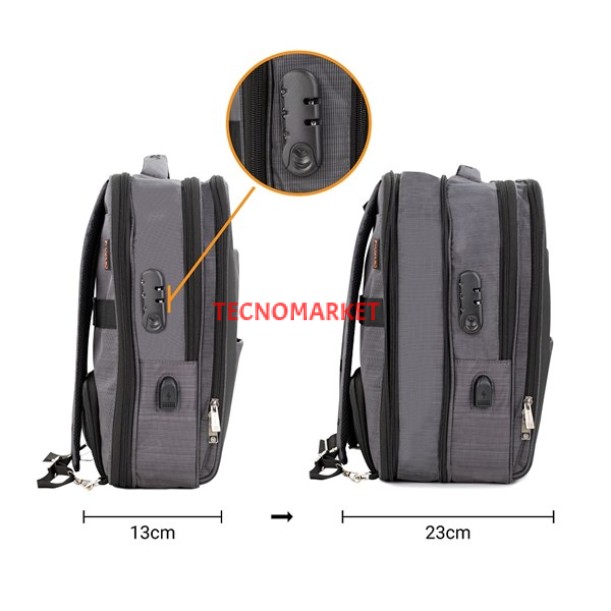 NPO TRV02 Travela 16" Siyah Notebook Sırt Çantası Genişleyebilir NPO TRV02 Travela 16" Siyah Notebook Sırt Çantası Genişleyebilir