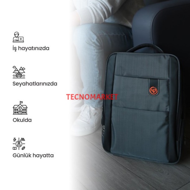 NPO TRV02 Travela 16" Siyah Notebook Sırt Çantası Genişleyebilir NPO TRV02 Travela 16" Siyah Notebook Sırt Çantası Genişleyebilir
