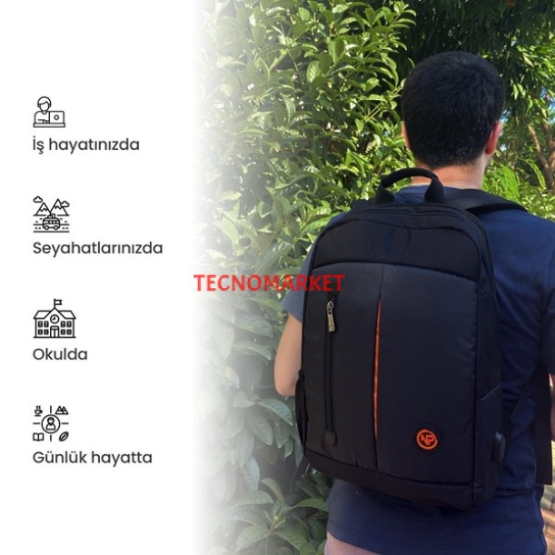 NPO CitylifePlus Smart 16" Siyah Notebook Sırt Çantası Çift Ana Bölmeli