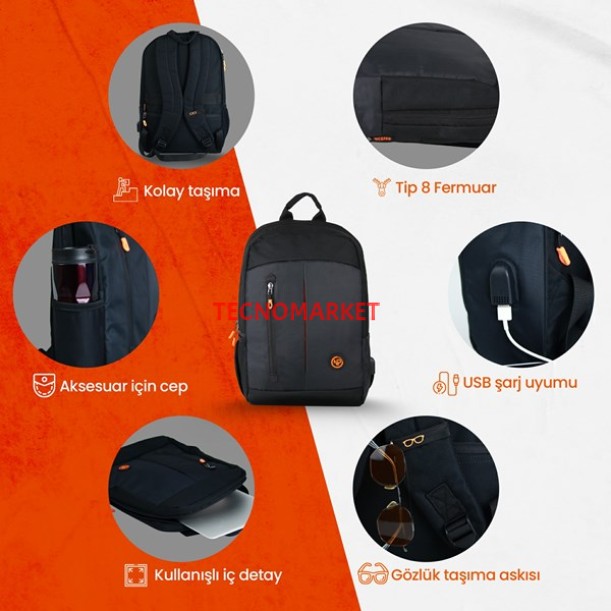NPO Citylife CL01S Smart 16" Siyah Notebook Sırt Çantası NPO Citylife CL01S Smart 16" Siyah Notebook Sırt Çantası