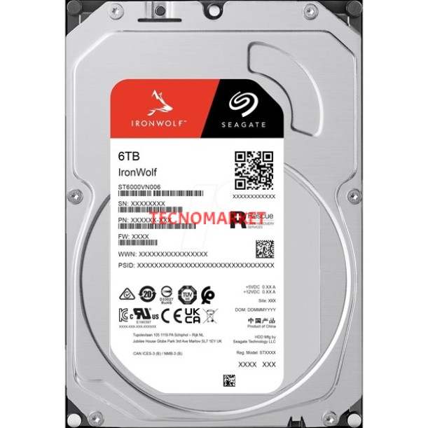 SEAGATE 3.5" 6TB IRONWOLF ST6000VN006 5900 RPM 256MB SATA-3 NAS Diski SEAGATE 3.5" 6TB IRONWOLF ST6000VN006 5900 RPM 256MB SATA-3 NAS Diski