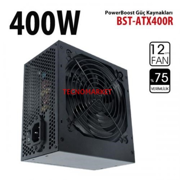 PowerBOOST 400W BST-ATX400R 12cm Fanlı Power Supply PowerBOOST 400W BST-ATX400R 12cm Fanlı Power Supply
