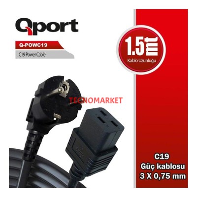 QPORT Q-POWC19 1.5 metre Power Kablosu
