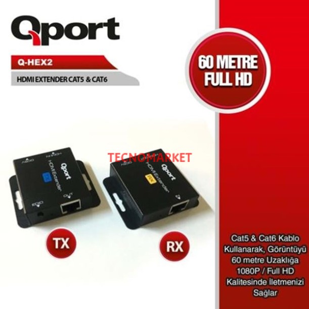 QPORT Q-HEX2 Cat5e/Cat6 60m HDMI Extender QPORT Q-HEX2 Cat5e/Cat6 60m HDMI Extender