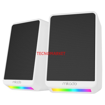 MIKADO MD-178 2.0 3W*2 Beyaz RGB Aydınlatmalı USB + 3.5mm USB 5V Speaker Hoparlör