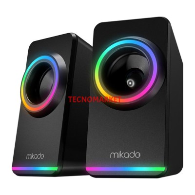 MIKADO MD-182 2.0 3W*2 Siyah RGB Aydınlatmalı USB + 3.5mm USB 5V Speaker Hoparlör