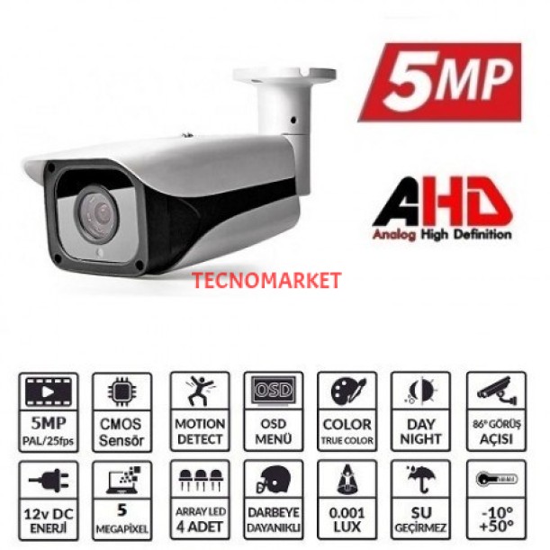 EZCOOL 5MP EZ-5550HD 3.6MM 60metre AHD BULLET KAMERA EZCOOL 5MP EZ-5550HD 3.6MM 60metre AHD BULLET KAMERA