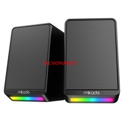 MIKADO  MD-178 2.0 3W*2 Siyah RGB Aydınlatmalı USB + 3.5mm USB 5V Speaker Hoparlör