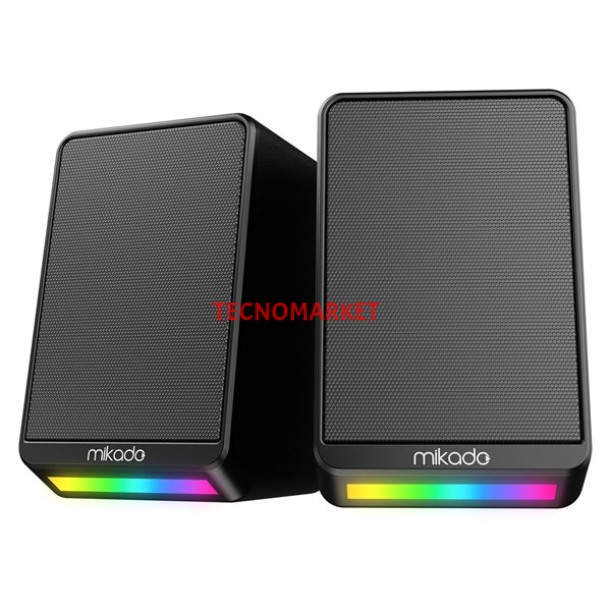 MIKADO  MD-178 2.0 3W*2 Siyah RGB Aydınlatmalı USB + 3.5mm USB 5V Speaker Hoparlör