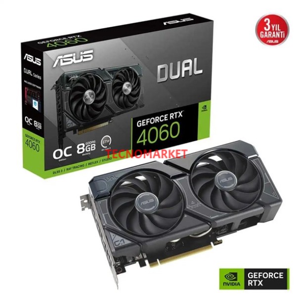 ASUS 8GB DUAL-RTX4060-O8G-EVO GDDR6 128bit HDMI-DP PCIE 4.0 ASUS 8GB DUAL-RTX4060-O8G-EVO GDDR6 128bit HDMI-DP PCIE 4.0