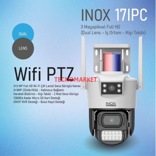 INOX 17 3+3 MP DUAL LENS 2560 × 1440 WIFI IP65 WIFI IP KAMERA INOX 17 3+3 MP DUAL LENS 2560 × 1440 WIFI IP65 WIFI IP KAMERA