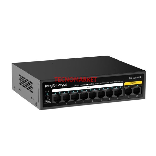 RUIJIE 8port RG-ES110F-P 10/100 2-UPLINK 110W YÖNETİLEMEZ POE SWITCH RUIJIE 8port RG-ES110F-P 10/100 2-UPLINK 110W YÖNETİLEMEZ POE SWITCH