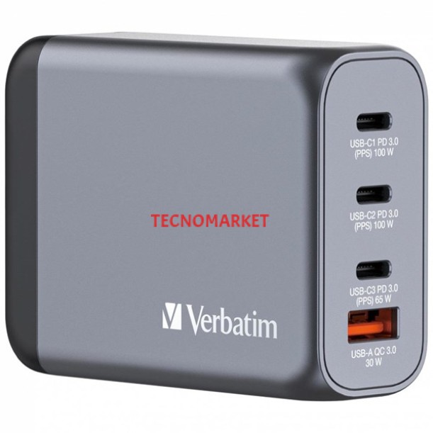 VERBATIM GNC-100 100W 4-Bağlantı Noktalı GaN Duvar Şarj Cihazı VERBATIM GNC-100 100W 4-Bağlantı Noktalı GaN Duvar Şarj Cihazı