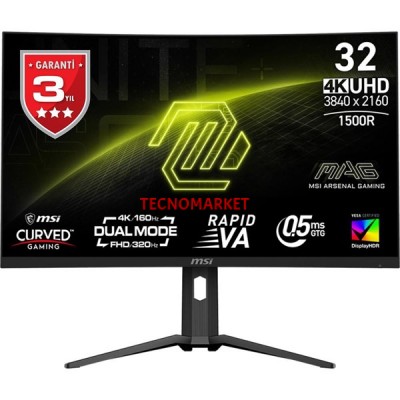 MSI 31.5" VA MAG 321CUPDF 0.5MS 160HZ HDMI-DP KAVISLI GAMING MONİTÖR 3840X2160