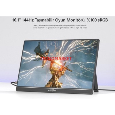 ARZOPA 16" IPS Z1FC 144Hz mHDMI-TYPE-C Gaming Taşınabilir Monitör (1920 X 1080)
