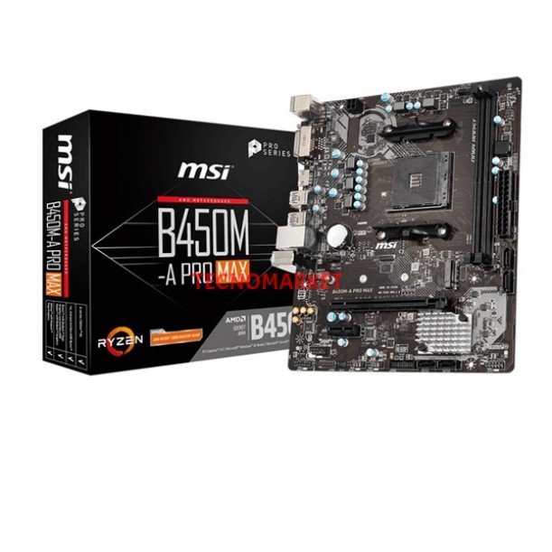 MSI B450M-A PRO MAX DDR4 M2 PCIe NVME HDMI DVI PCIe 16X v3.0 AM4 mATX MSI B450M-A PRO MAX DDR4 M2 PCIe NVME HDMI DVI PCIe 16X v3.0 AM4 mATX
