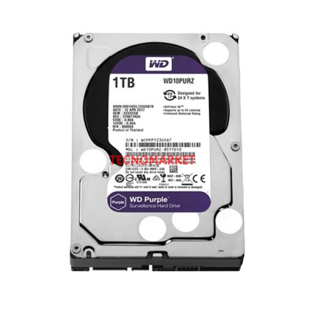 WD 3.5" 1TB PURPLE WD10PURZ 5400 RPM 64MB SATA-3 Güvenlik Diski WD 3.5" 1TB PURPLE WD10PURZ 5400 RPM 64MB SATA-3 Güvenlik Diski