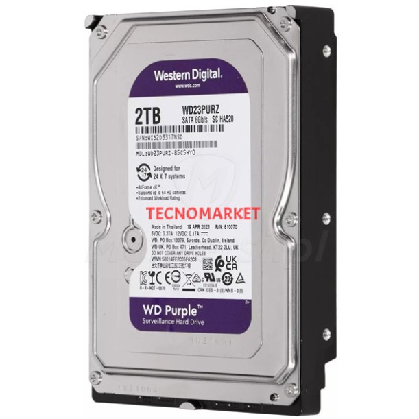 WD 3.5" 2TB PURPLE WD23PURZ 5400 RPM 64MB SATA-3 Güvenlik Diski WD 3.5" 2TB PURPLE WD23PURZ 5400 RPM 64MB SATA-3 Güvenlik Diski