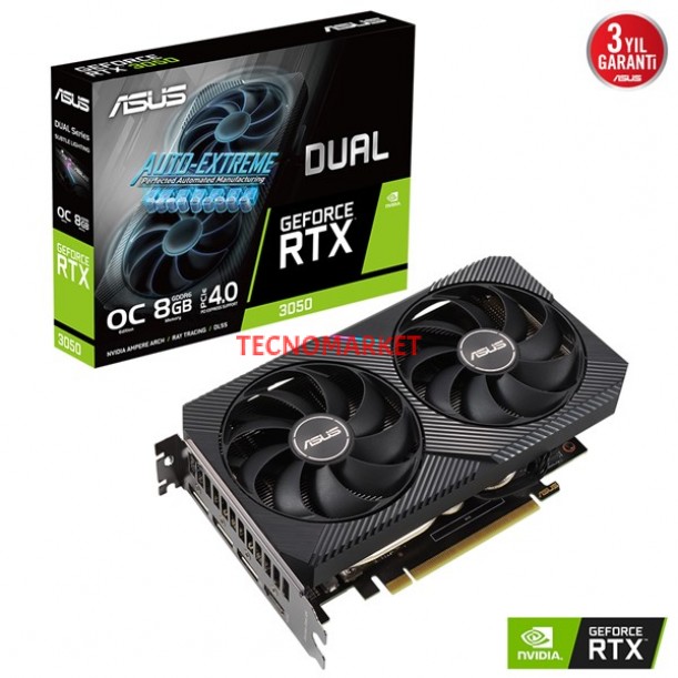 ASUS RTX3050 8GB DUAL RTX3050-O8G GDDR6 128bit HDMI DP PCIe 16X v4.0 ASUS RTX3050 8GB DUAL RTX3050-O8G GDDR6 128bit HDMI DP PCIe 16X v4.0