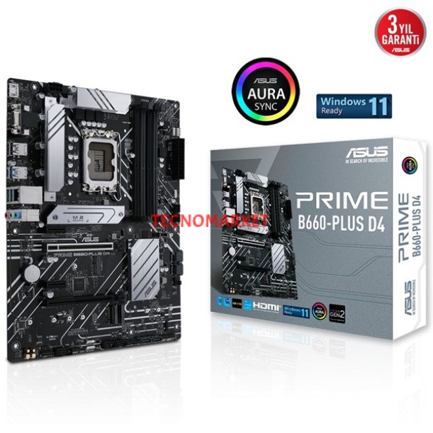 ASUS PRIME B660-PLUS D4 DDR4 HDMI DP PCIe 16X v4.0 1700p ATX ASUS PRIME B660-PLUS D4 DDR4 HDMI DP PCIe 16X v4.0 1700p ATX