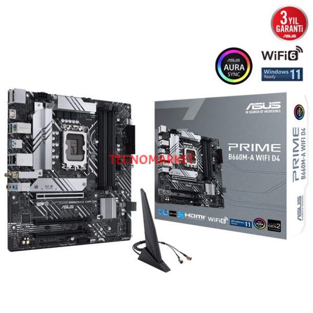 ASUS PRIME PRIME B660M-A WIFI D4 DDR4 M2 PCIe NVME HDMI DP PCIe 16X v4.0 1700p mATX