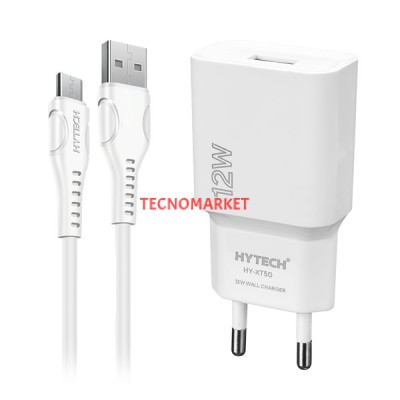 Hytech HY-XT50M 12W 5V 2.4A Micro USB Kablolu Beyaz Kablo + Ev Şarj Adaptör