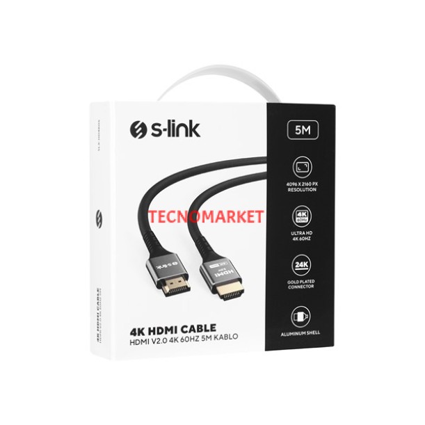 S-LINK SLX-HD4K05 5 Mt Metal v2.0 4K (4096*2160) 60Hz HDMI Kablo S-LINK SLX-HD4K05 5 Mt Metal v2.0 4K (4096*2160) 60Hz HDMI Kablo
