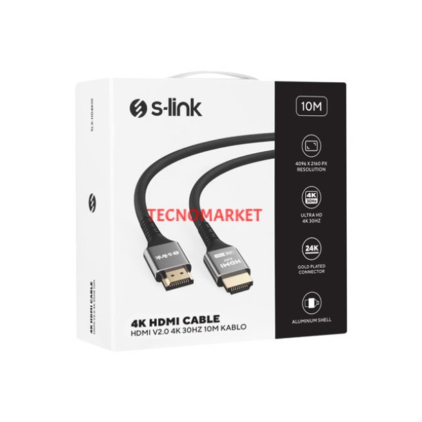S-LINK SLX-HD4K10 10 Mt Metal v2.0 4K (4096*2160) 60Hz HDMI Kablo S-LINK SLX-HD4K10 10 Mt Metal v2.0 4K (4096*2160) 60Hz HDMI Kablo