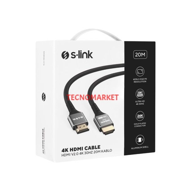 S-LINK SLX-HD4K20 20 Mt Metal v2.0 4K (4096*2160) 60Hz HDMI Kablo S-LINK SLX-HD4K20 20 Mt Metal v2.0 4K (4096*2160) 60Hz HDMI Kablo