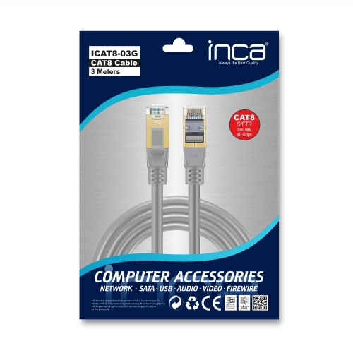 INCA 3metre CAT8 S/FTP ICAT8-03G Gri Patch Kablo