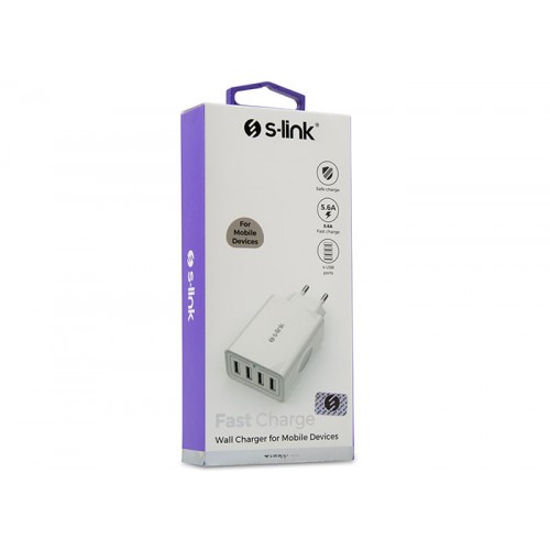 S-LINK Swapp SW-C8 4*USB 5V 5.6A Ev Şarj Adaptör