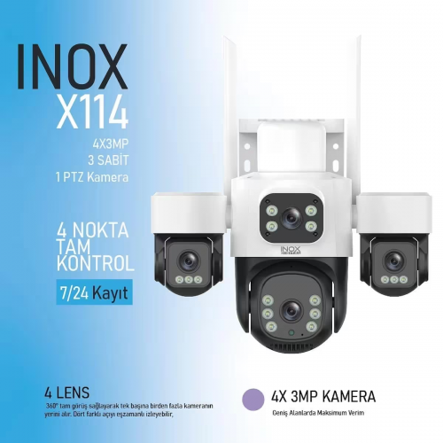 INOX 3+3+3MP PTZ Speed Dome Wıfı Kablosuz IP Kamera INOX-X114 PTZ