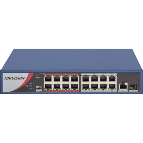 HIKVISION 16port PoE 130w 10/100 Yönetilemez Switch DS-3E0318P-E/M(B)