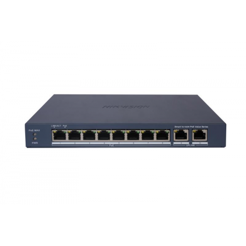 HIKVISION 8port PoE 60w 2-Uplink 10/100 Yönetilemez Switch Metal DS-3E1310P-EI/M