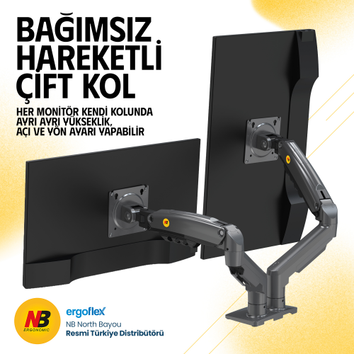 NORTH 27" NB-F160 Amortisörlü 2-kollu Monitör Askı Aparatı
