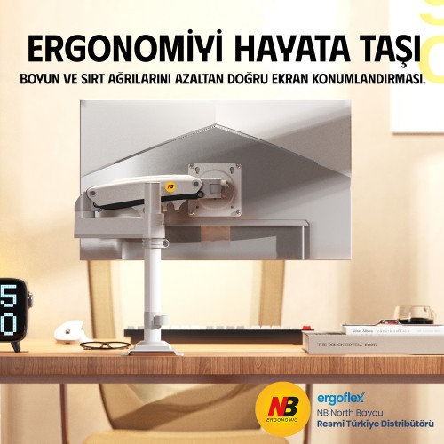 NORTH BAYOU 30" H100 Amortisörlü 360 Siyah 1-kollu Monitör Askı Aparatı