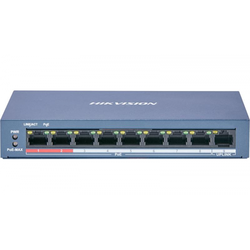 HIKVISION 8port 60w FULL PoE DS-3E0109P-E/M(B) 10/100 1X-UPLINK Yönetilemez Switch