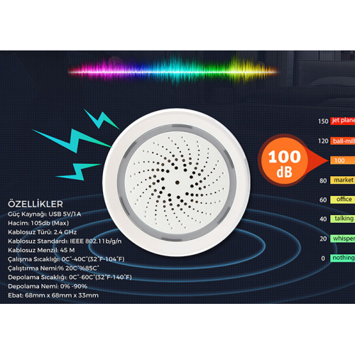 S-LINK Swapp SL-EG03 Isı ve Nem Göstergeli Kablosuz Siren