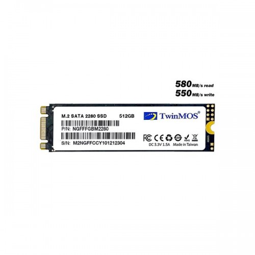 TWINMOS 512GB NGFFFGBM2280 580- 550MB/s M2 Sata Disk