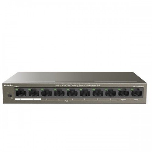 TENDA 8port PoE 63w 10/100 Yönetilemez Switch TEF1110P-8-63W