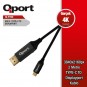 QPORT 2metre Q-THD TYPE-C - DP Çevirici Kablo Siyah 4K